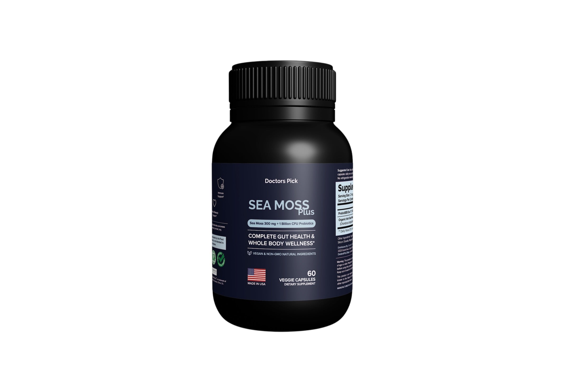 Doctors Pick Sea Moss Plus - Organic Irish Sea Moss with Probiotics, 60 Veggie Capsules