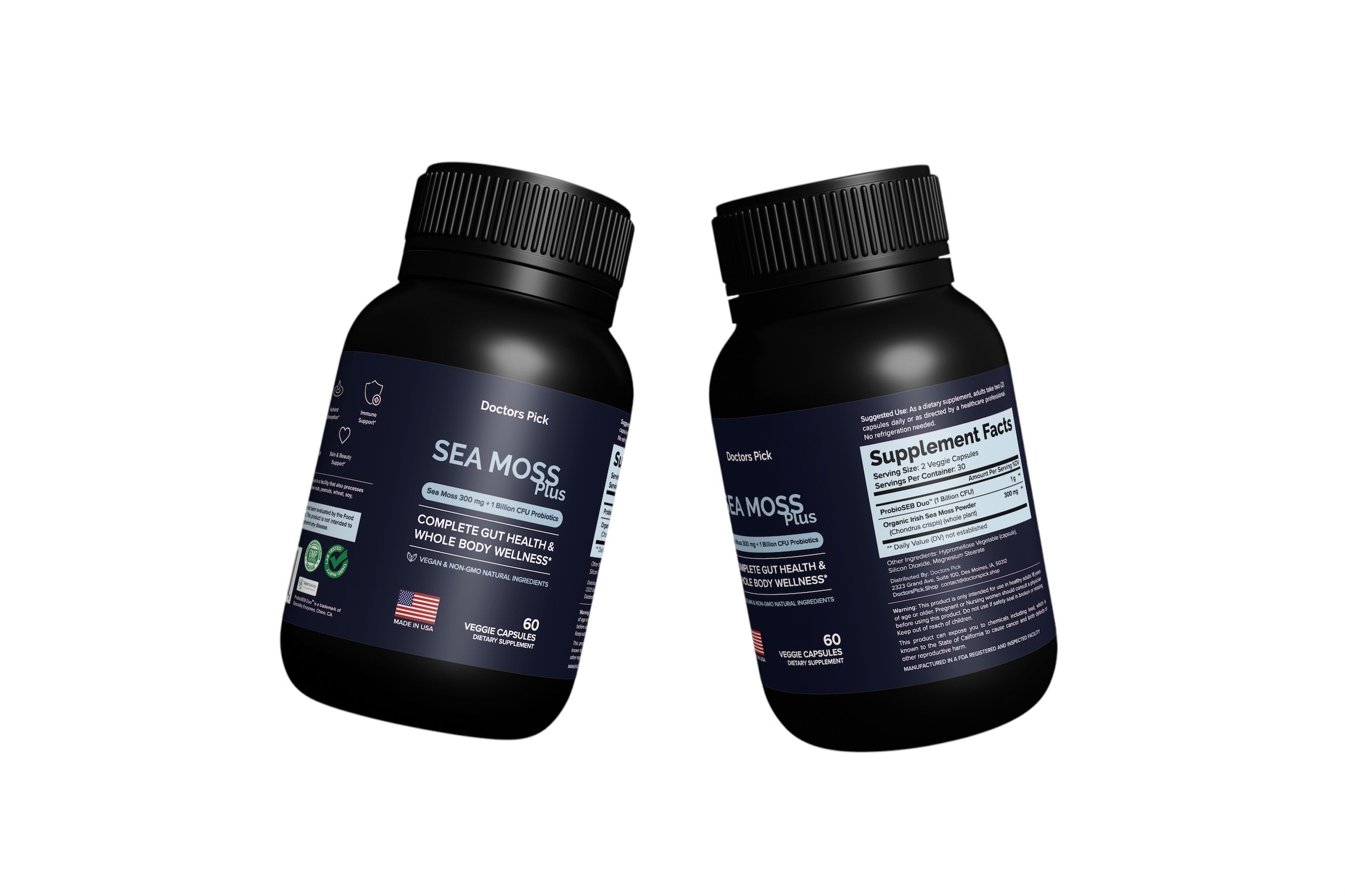 Sea Moss Plus label detail - Bacillus subtilis and coagulans probiotics