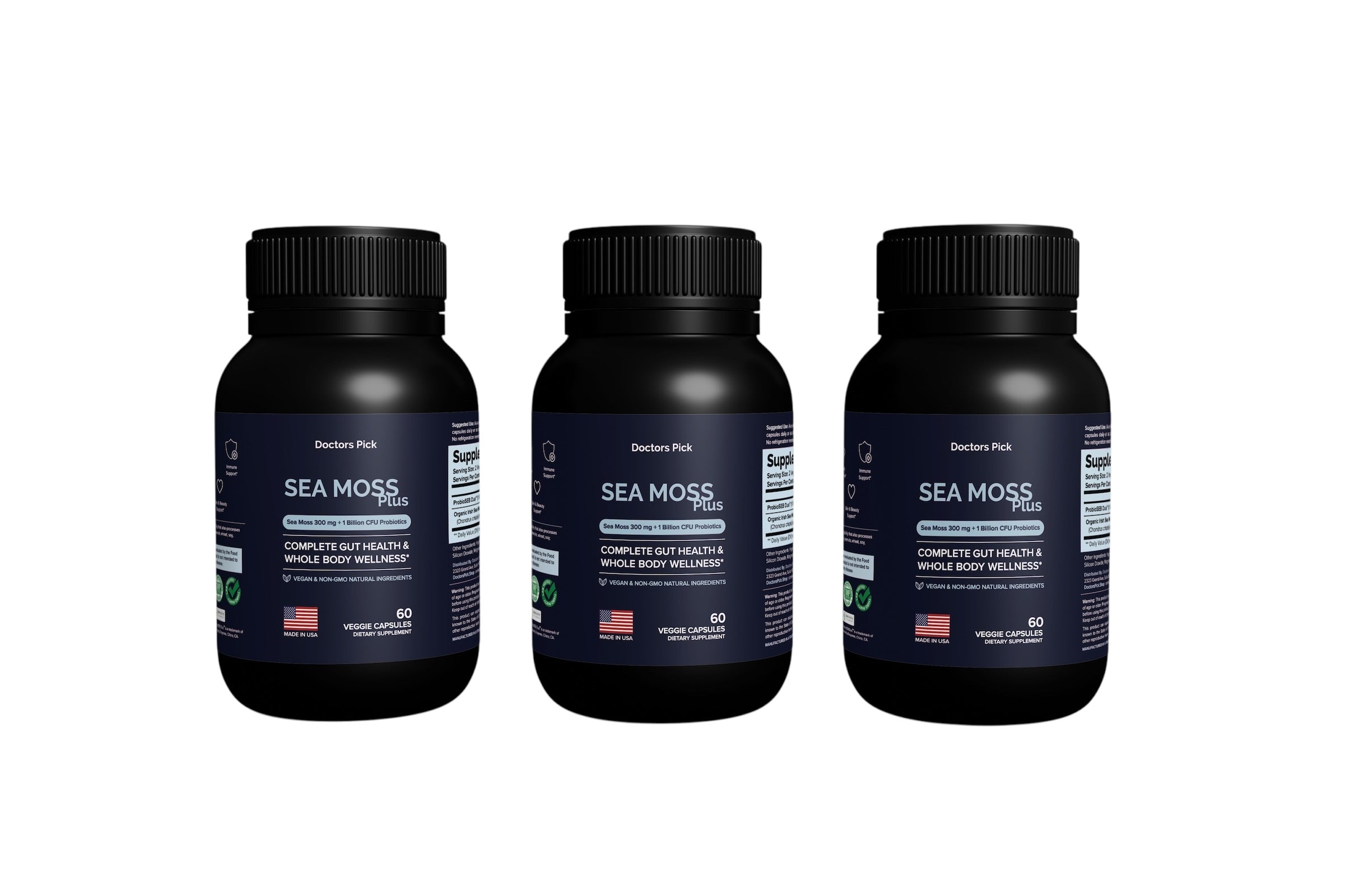 Sea Moss Plus supplement bottle - organic sea moss and probiotic blend